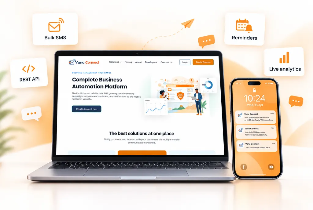 Vanu Connect: Bulk SMS & business messaging — Bulk SMS campaigns, Appointment reminders, REST API